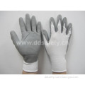 White Nylon Liner Knit Wrist Grey PU Coated (DPU108)